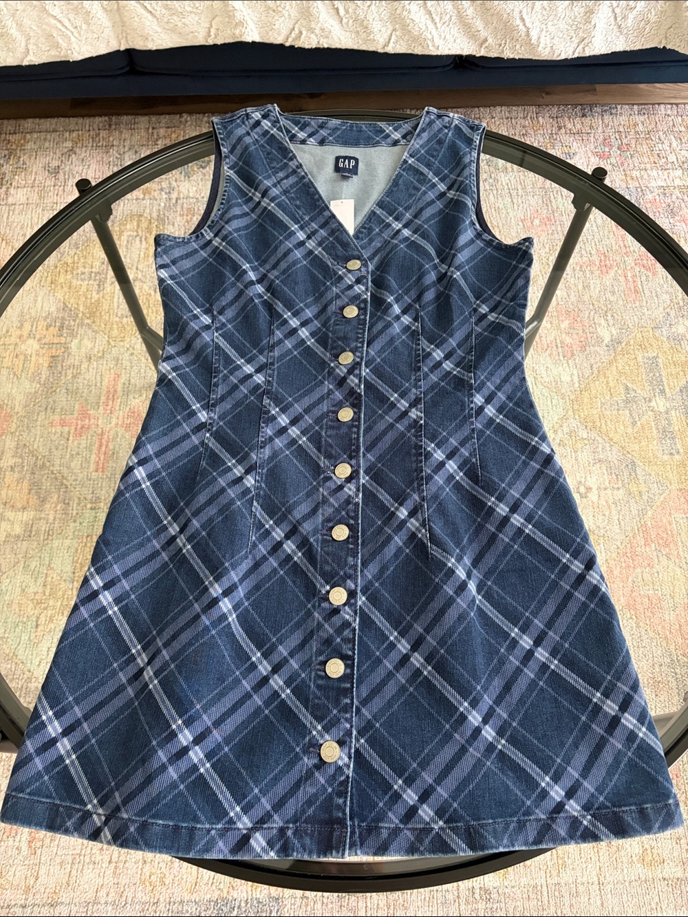 GAP  Plaid Button-Front Denim Dress Size S NWT